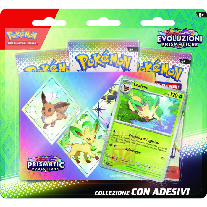 Pokémon GCC Scarlatto e Violetto Evoluzioni Prismatiche Collezione Con Adesivi Leafeon (IT)